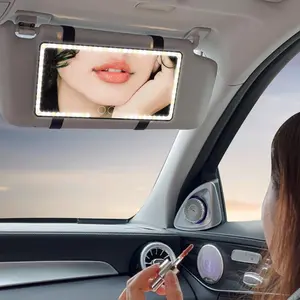 Car Sun Visor LED Mirror, Multifunctional Car Led Rechargeable Interior Mirror with Adjustable Light, Universal Automotive Sunshade Mirror
