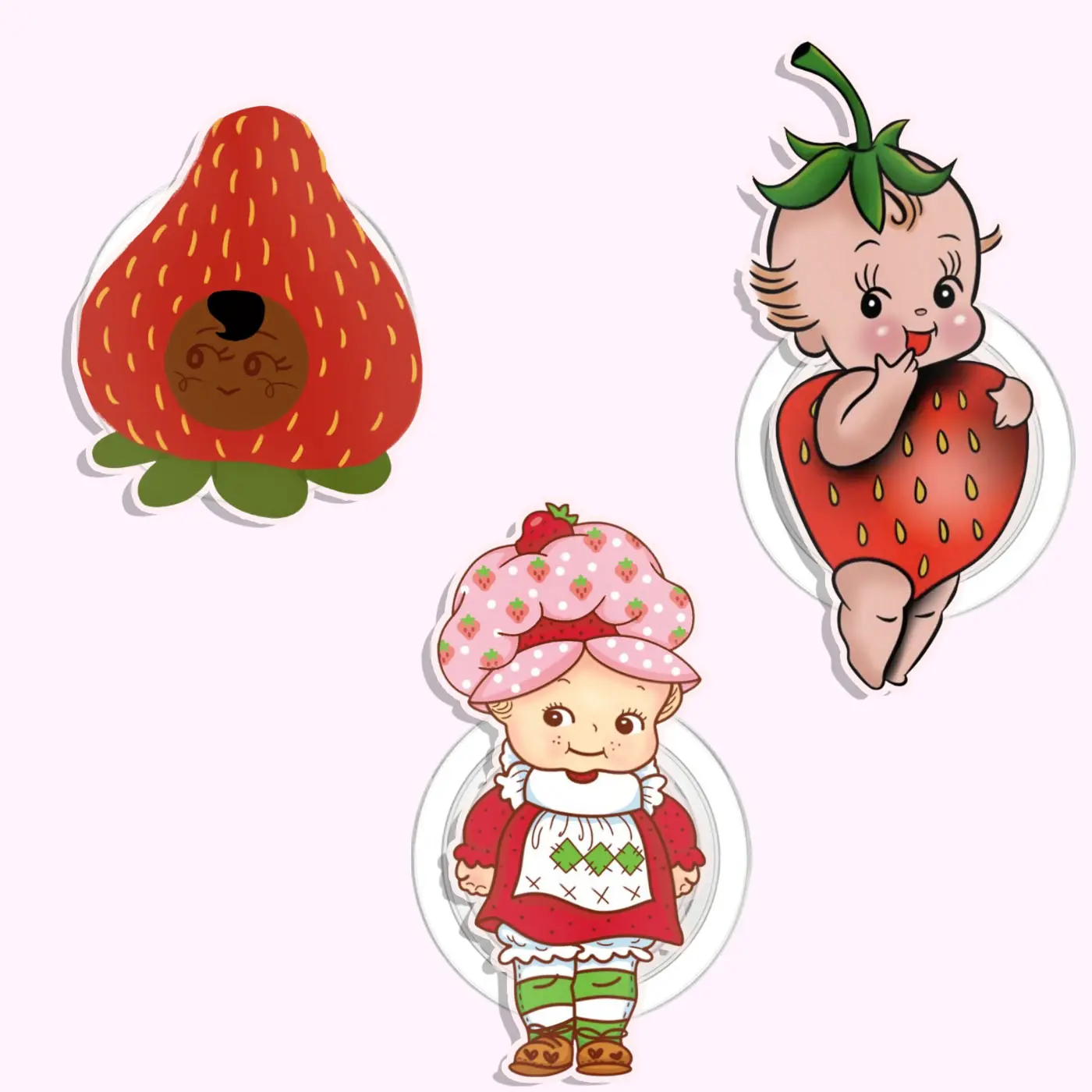 Rainbow Summer Kewpie Baby Strawberry Magnetic Pop Socket Baby Doll Kindle Grip Cute Adorable MagSafe Phone Grip Cute Love Phone Holder, Kawaii Gift for Phone or Kindle Lovers Magnetic Pop Socket Phone Grip Kindle Grip Popsocket