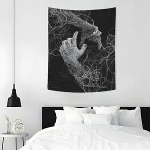 Wireframe Hand Design Tapestry, 1 Count Aesthetic Wall Hanging Decor, Wall Art for Home Living Room Bedroom Office Decor