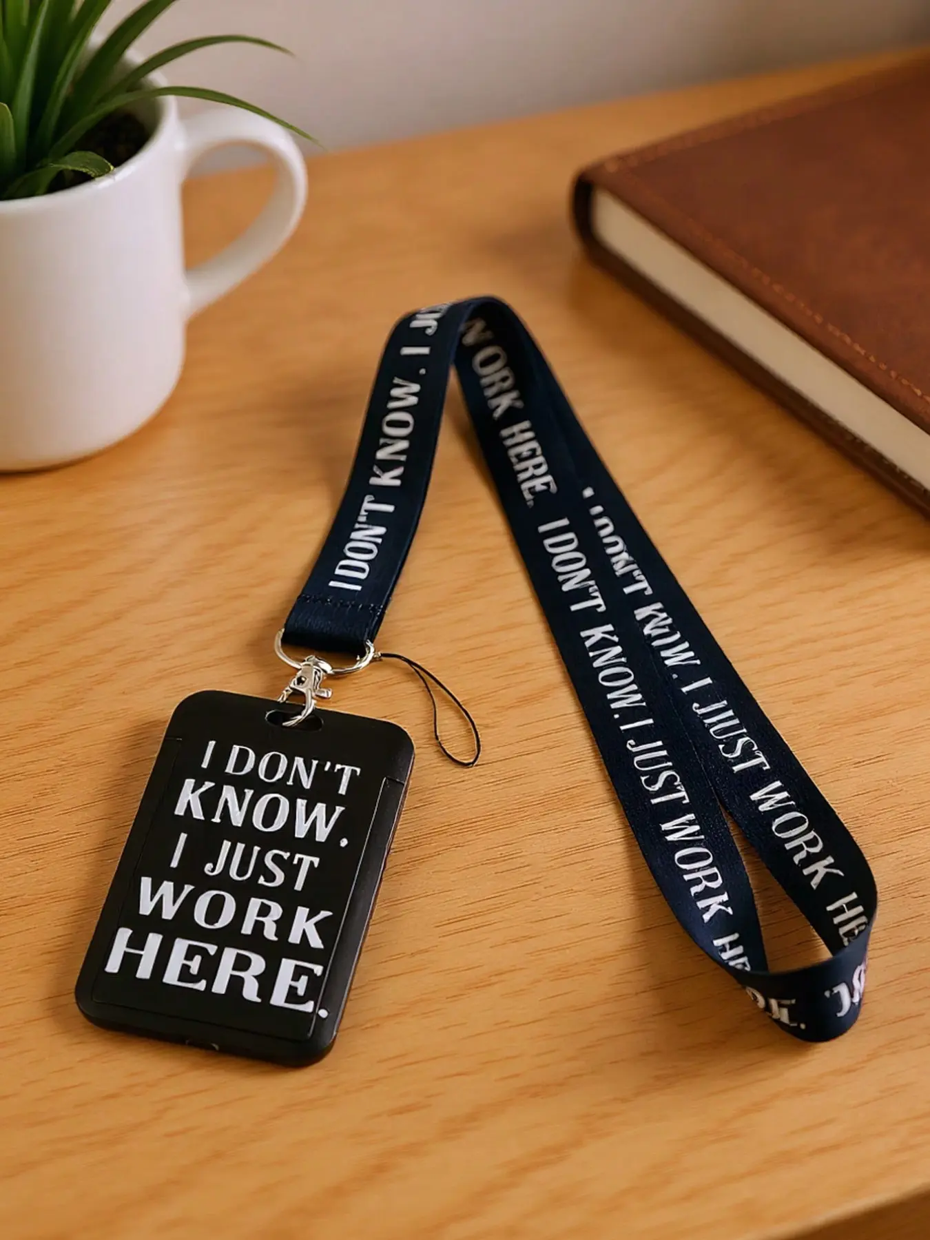 1 funny 'I don't know, I just came to work' lanyard with a floating badge holder - detachable keychain for ID, funny badge holder, funny teacher badge holder with breakaway lanyard, retractable badge reel