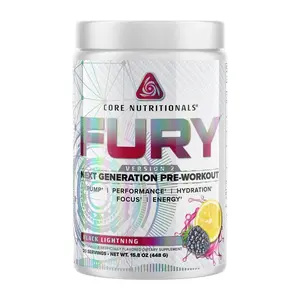 Core Nutritionals FURY Next Generation Pre Workout Fitness Healthcare Supplement Edible Dietary Workout Lean Muscle Booster Protein Natural Blend