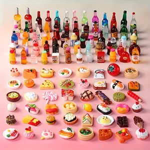 50pcs Mini Food And Drink, Mixed Resin Dolls For Kitchen Decoration, Suitable For Simulation Games, Indoor And Outdoor Use, Dollhouse Accessories.