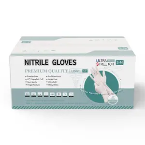 Ultra Stretch 12" Extended Cuff Disposable Nitrile Gloves Powder-Free Latex-Free Food Safety Nail Salon Tattoo Cleaning Hand