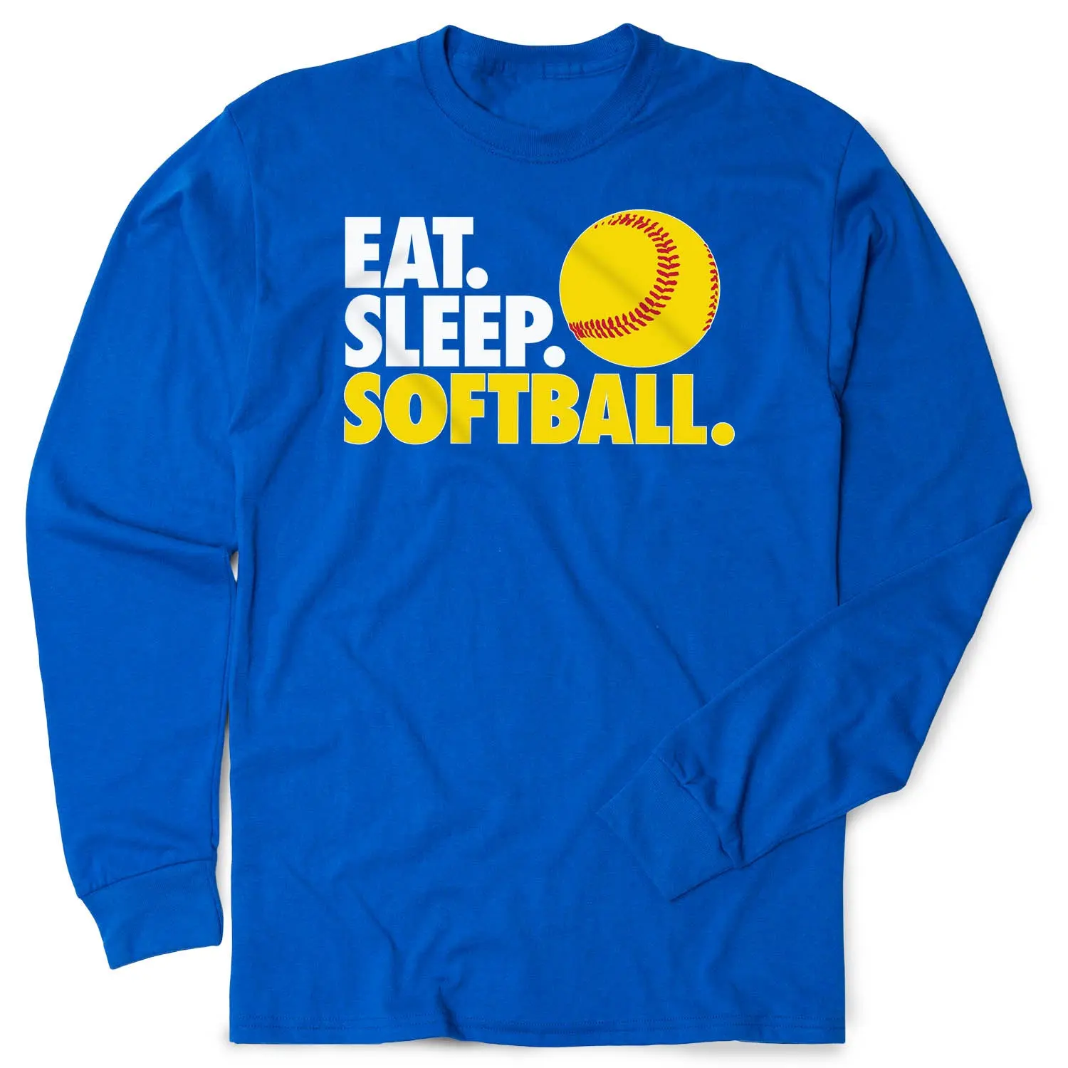 Long Sleeve Softball Graphic Tee with Eat Sleep Softball Slogan, Personalized Lifestyle Clothes, End of Season Gift Idea