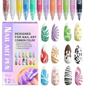 Professional Nail Art Paint Pens Set - Ultra-Fine 0.6mm Tip Quick-Dry Waterproof Acrylic Pens in for Detailed Drawing & Creative Nail Design, DIY Manicure Kit & Salon Nail Art Decorations