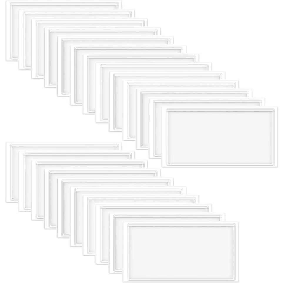 60 Pack Clear Self Adhesive Label Pockets, 4 x 2 Inch Label Holders Index Card Pockets Card Holder Shelf Label Holder for Organizing