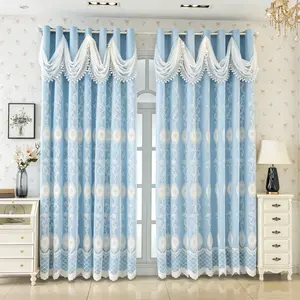 French Romantic High-End Blackout Curtain, European Water Wave Design, Dual Layer Living Room Bedroom Balcony Study Curtains, room decor curtain, 1pc