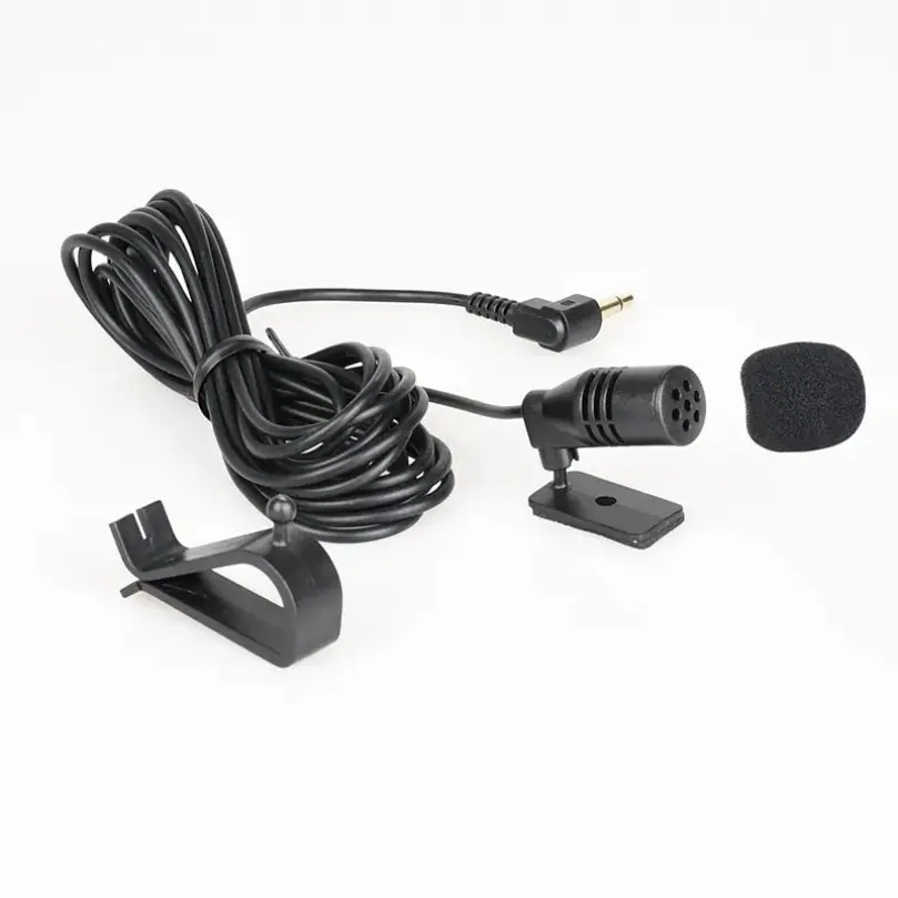 Compact Wired External Condenser Mic - 2m Line, 3.5mm Jack, 3.5 Bipolar Pin, 360° Pickup Omnidirectional Polar Patterns, ENC Audio, Car Mounted Clip Design, S-Mall Diaphragm Stereo Mini Accessory for Auto Radio Professionals Plug Lavalier