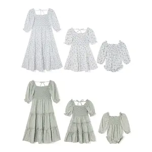 Mother Daughter Matching Dresses Summer Floral A-Line Dress Mom and Me Family Matching Outfits