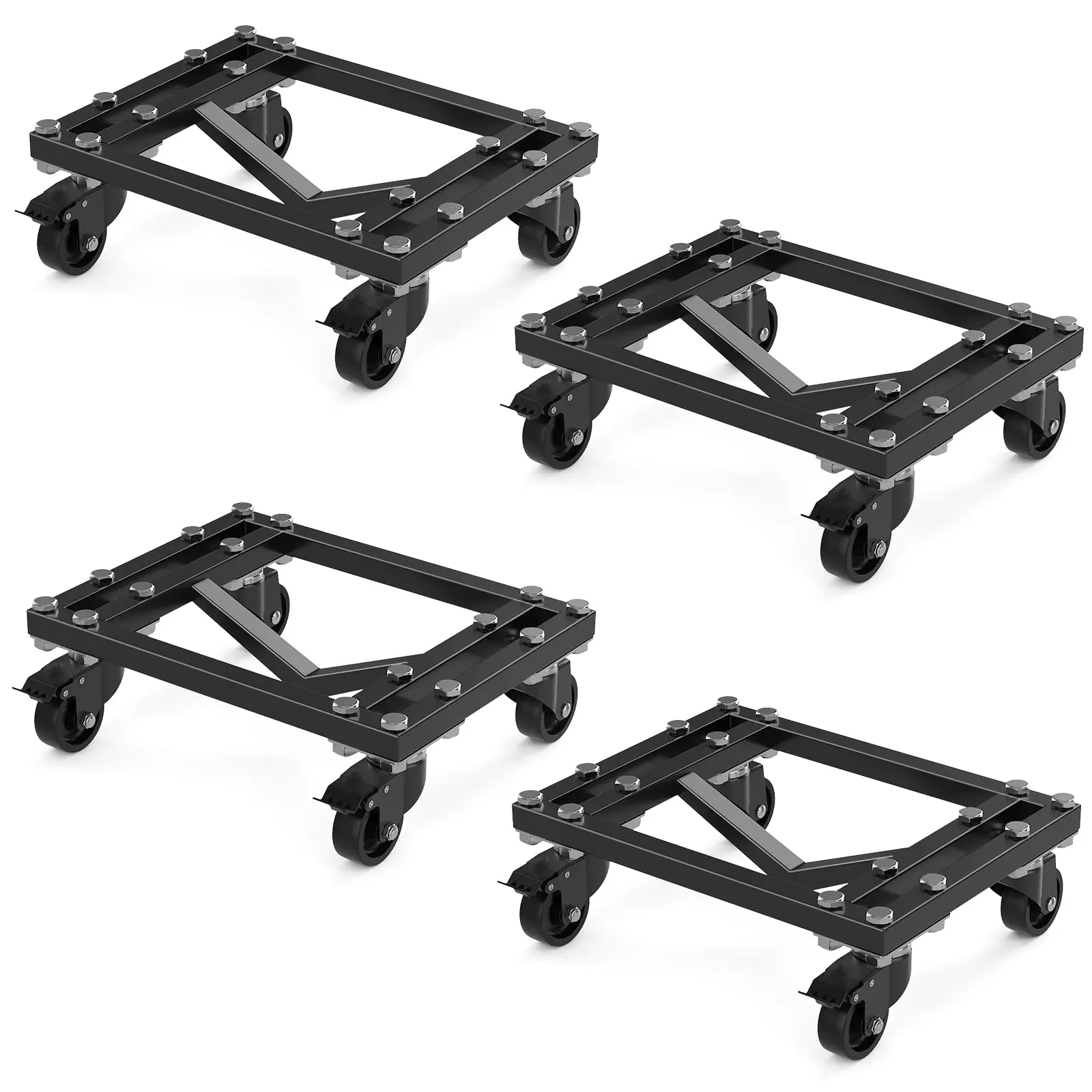 Garvee Upgraded Heavy Duty Car Wheel Dollies, 6000 lbs Load Capacity, Double V-Shaped Iron, Lockable Swivel Casters with Brakes, Flatbed Platform, for Cars, Trucks, Trailers, Garage and Auto Shop