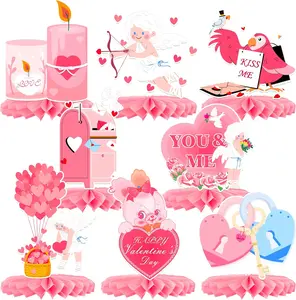 Large 3D Valentine Honeycomb Centerpieces Pack of 8 Light Pink Valentine’s Day Table Decorations for Party Wedding Classroom & Home Décor