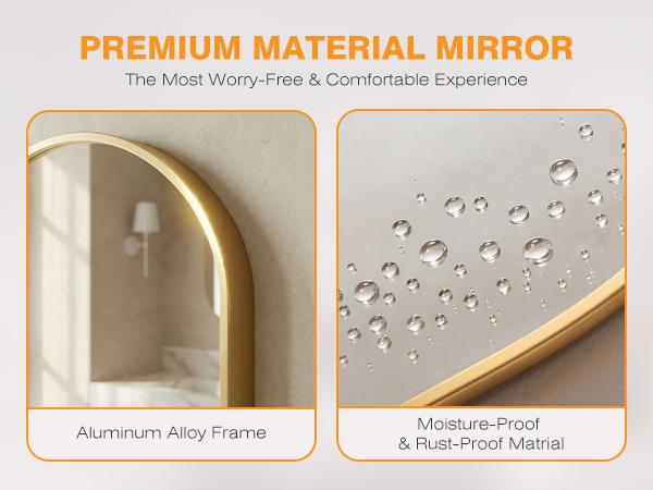 Anti-Rust Aluminum Alloy Framed Bathroom Mirror – Farmhouse Rounded Rectangle Vanity Mirror for Wall – Tempered Glass, Scratch-Proof, Fade-Free & Fast Fog Dispersion – Vertical Mountable Anti-Rust Aluminum Alloy Framed Bathroom Mirror – Farmhouse Rounded Rectangle Vanity Mirror for Wall – Tempered Glass, Scratch-Proof, Fade-Free & Fast Fog Dispersion – Vertical Mountable