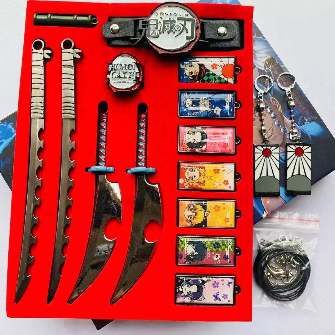 Demon Slayer Anime Metal Pendant & Mini Sword Gift Box Set Multi-Style Charm Collection for Anime Fans