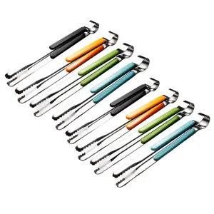 8 Pcs Stainless Steel Kitchen Tongs, Serving Tongs for Cooking, 10inch Metal Food with Non-Slip Comfort Grip, Non-Stick Cooking High Heat Resistant BBQ Grill Barbecue Grilling