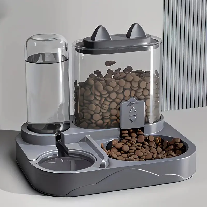 2-in-1 Automatic Pet Feeder & Water Dispenser for Cats & Small Dogs, Large Capacity Food Storage, Gravity Water Bottle, Dry & Wet Feeding Station, Easy Clean