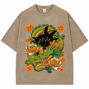 Z Goku & Shenron Vintage Washed T-Shirt – Anime Graphic Tee, Japanese Manga Streetwear Shirt, Retro Oversized DBZ Tee