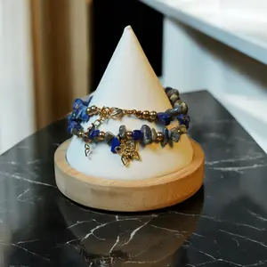 Lapis Lazuli Crystal Chip Bracelet with Butterfly Natural Gemstone Bracelet