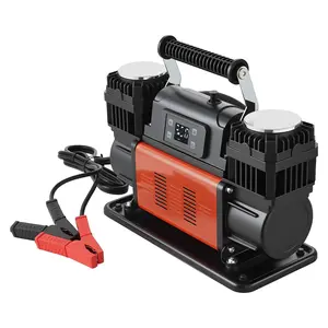 Dual-Cylinder Heavy-Duty Air Compressor With Auto-Stop, 10.6 CFM Portable Tire Inflator, 12V DC, 150 PSI Off-Road Air Pump, LCD Digital Display, Inflation Adapters, For Truck Car SUV 4x4 Vehicle RV Camping
