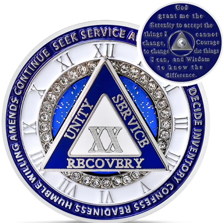 1-30Yr Sparkly Diamond Spinning Triangle Sobriety Coin, 12 Steps Clockwork AA Medallion, Clean Milestone Gift Men Women | Home Decor, Lounge Accessories, Cool Room Decor, Men’s Room Decor