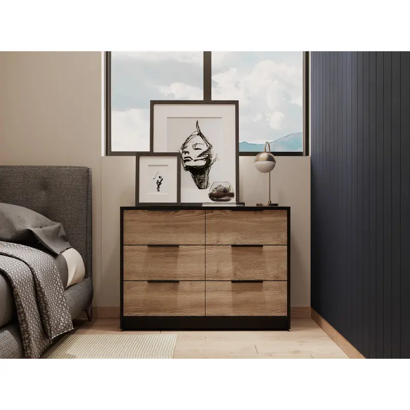 4 Drawers Dresser Superior Top Black Pine