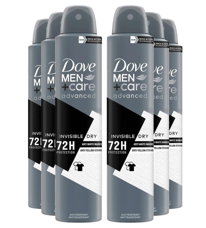 Dove Men Care Deodorant Aerosol Invisible Dry 72h Protection Anti-Irritation Anti-White Marks 150ml 6-Pack Alcohol-Free for Sensitive Skin Daily Use