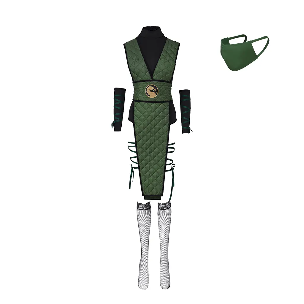 Women's Mortal Kombat Reptile Cosplay Costume, Green Comfort-Fitted Suit, Lady Game Fanart Outfit for Womenswear Special Clothing
