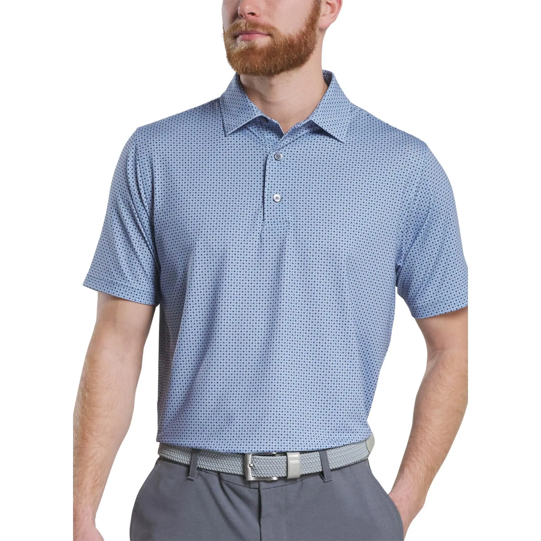 FootJoy White Dot Geo Print Lisle Polo