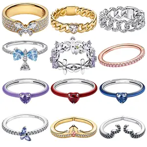 2026 New 925 Silver Shining Cuban Inlay Laboratory Plant Specimen Heart shaped Bee Bow Ring Exquisite DIY Charm Jewelry
