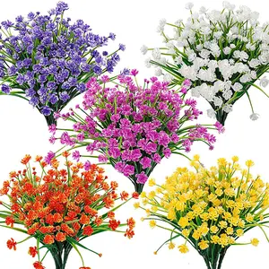 6pcs Artificial Flowers Simulated Spring Grass Camellia Outdoor Flower Basket Window Decor Home Kitchen Wedding Table Garden Decorative Ornaments