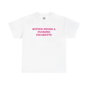 Kitten Needs A Cig Shirt Unisex Cotton Tee Funny Cat Shirt for Men Women Summer Casual Tshirt Cute Pet Lover Gift