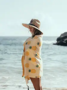 RHB Hawaii Sunshine Pineapple Beach Towel - Quick Dry, Sand Free, 63 x 31 in
