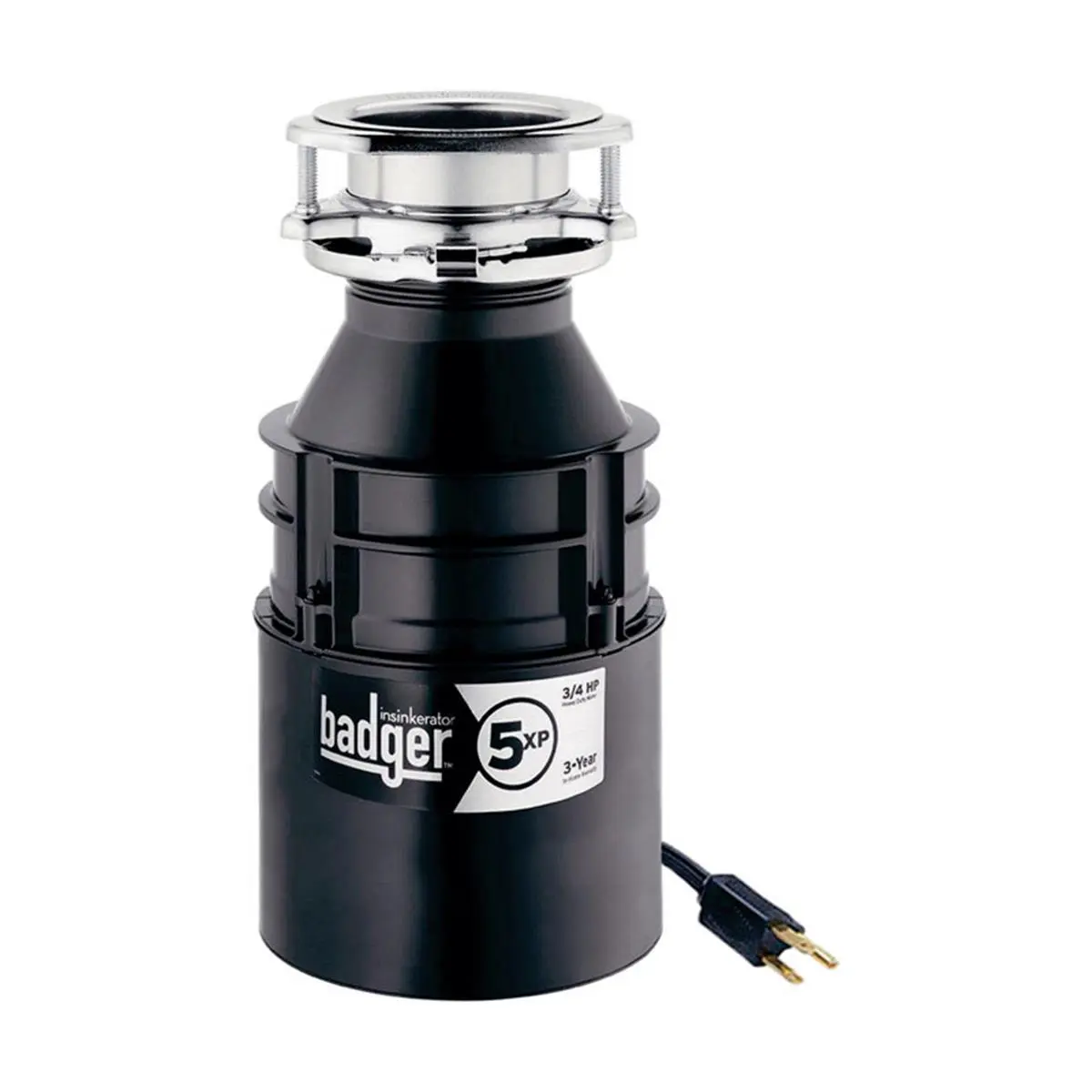 Insinkerator Badger Compact Stainless Steel Garbage Disposal - 0.75 HP (3/4 HP) Motor, Quick-Lock Mount, Dishwasher Drain Connection