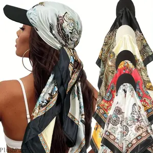 Ethnic-Style Silk Headscarf-Hat with Integrated Brim, Sun Protection Accessory for Everyday Use & Casual Outings, Sports & Outdoor Headwear with Ethnic Patterns outdoorfun