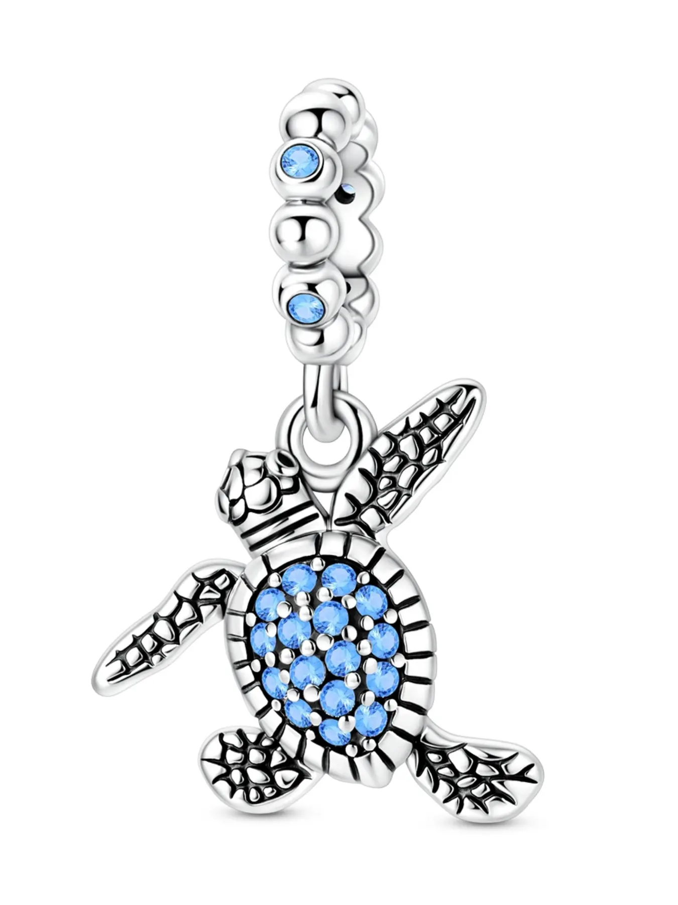Silver Color Blue Turtle Graffiti Pendant, Sea Turtle Design, Perfect for 3mm Bracelet Necklace DIY, Elegant Summer Accessory, Value-Added Jewelry Charm, DIY Pendants