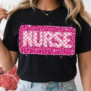 Pink Checkered Nurse Pearls Tshirt, Nurse Checkered Sweatshirt, Nursing Life Crewneck, Nurse Sweater, Gift For Her