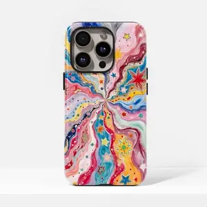 Psychedelic Starburst Cas Y2K Style Tough Phone Case, Psychedelic Cosmic Swirl Vintage Must have Phone Case For Iphone 17, 16, 15, 14, 13, 12, Samsung Galaxy S22,S23,S24,S25 Gift For Halloween, Best Phone case ES0