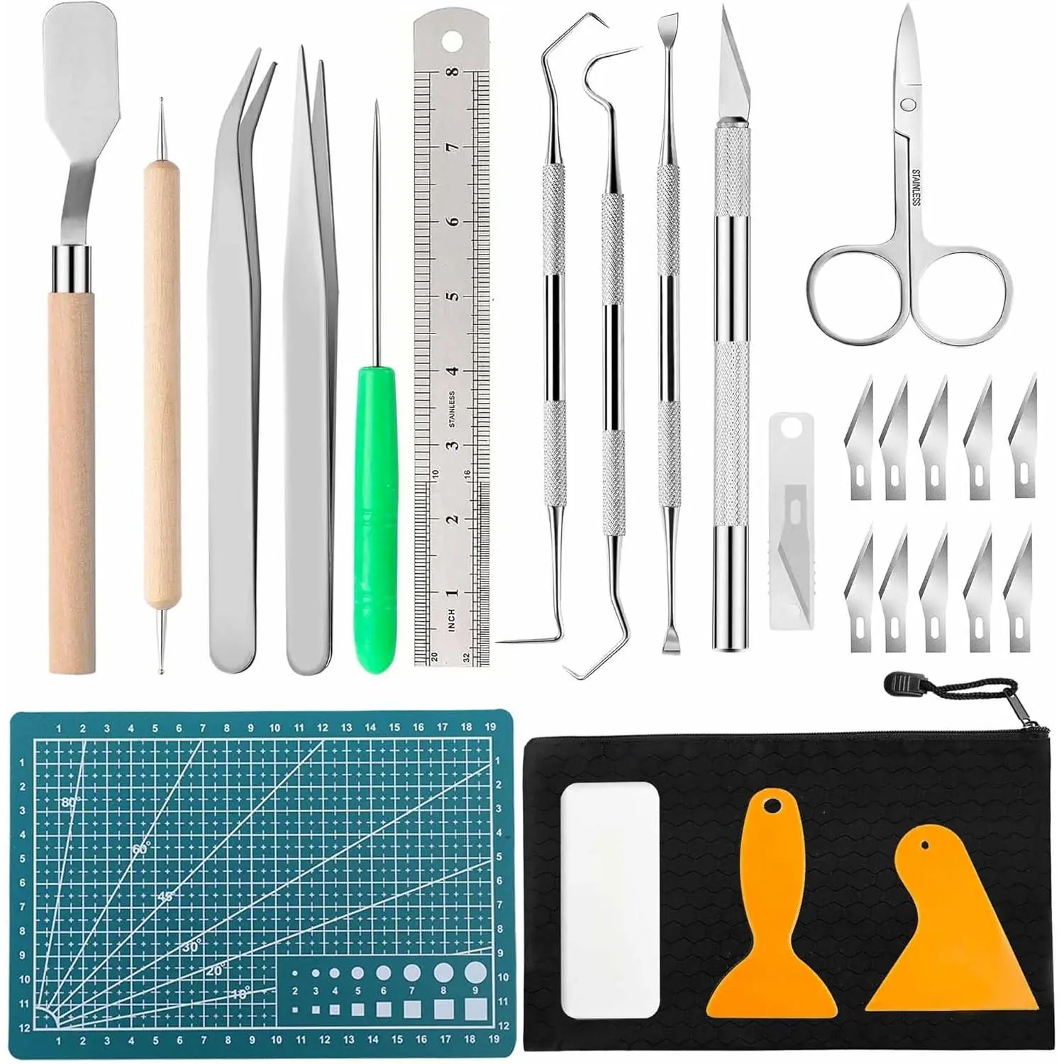 Stainless Steel Modern Craft Weeding Tools Set with Safety Cap – Accurately Preserves & Removes Material, Efficiently Completes Tasks for Vinyl, DIY Art, Scrapbooking