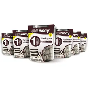 Don't Worry Meringue Cookies Keto Friendly - Cookies & Cream, Low Calorie, Gluten Free, 6 Pack, Healthy Candy Snack - Biscuits