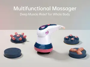 3 Speed Handheld Electric Massager 3 Replacement Heads Adjustable Vibration Home Use Kit