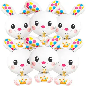 6 count Easter Bunny Balloons Large Bunny Foil Balloons for Easter Party Decorations, Cute  Balloon for Birthday  Shower Spring Holiday Party Supplies