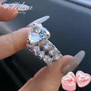 Two-piece heart engagement wedding rings for women party accessories