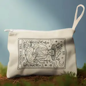 The Shroom Tarot Illustration Accessory Zipper Pouch | Masc Mushroom Mystic Card Pouch, Makeup bag