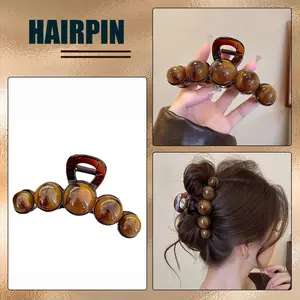 Elegant Pearl Hair Claw Clip - Oversized Shark Clip for Women, Simple Back Head Clamp, Stylish Hair Accessory for Daily & Occasion Use, 1pc