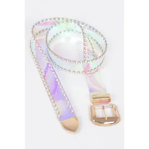 Flashy Londyn Curvy Faux Pearl Studded Transparent Belt