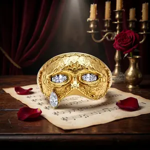 Unisex Novelty Mask Ring, Metal-Coated Blinking Eye Ring with Moving Eyelids, Adjustable-Size Costume Jewelry for Daily Wear, Novelty Mask Rings