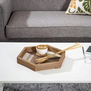 Multi Colored 12-inch Rustic Chevron Design Wood Serving Tray