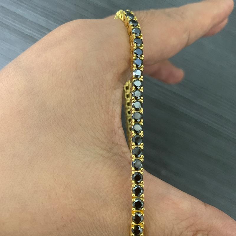 EWYA GRA Certified Full 3/4/5/6.5MM Black Moissanite Tennis Bracelet for Men Women S925 Silver Plated 18K Black Gold Bracelets