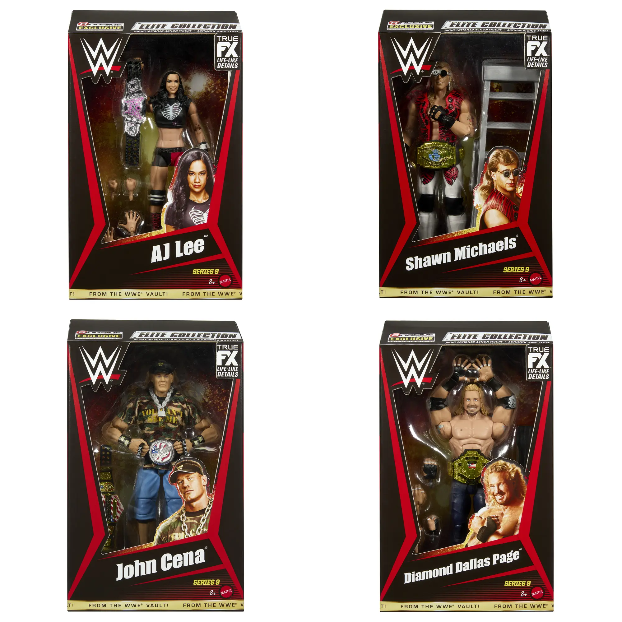 WWE From the Vault Ringside Exclusive Series 9 - Set of 4 (Cena, HBK, AJ Lee & DDP) Mattel WWE Toy Wrestling Action Figures