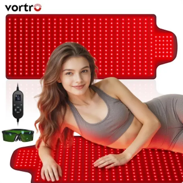 VORTRO Red Light Therapy Mat, High-Density LEDs Full Body RedLight Therapy, 660nm & 850nm Dual Wavelengths,Foldable Red Light Therapy Blanket with Timer, 40" x16.5", 1370 LEDs Infrared Light Therapy for Full Body PainRelief, Improved Sleep