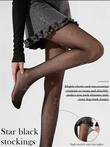 Glitter Star Sheer Tights, Y2K Sparkle Pantyhose, High Stretch Fit Stockings, &, Cute & Cool Girls Fashion
